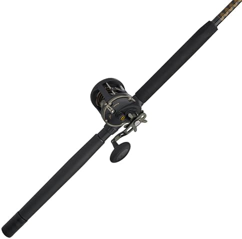 Penn 6'6" Squall II Level Wind Saltwater Rod and Reel Fishing Combo, 1-Piece Fishing Rod, Black/Gold