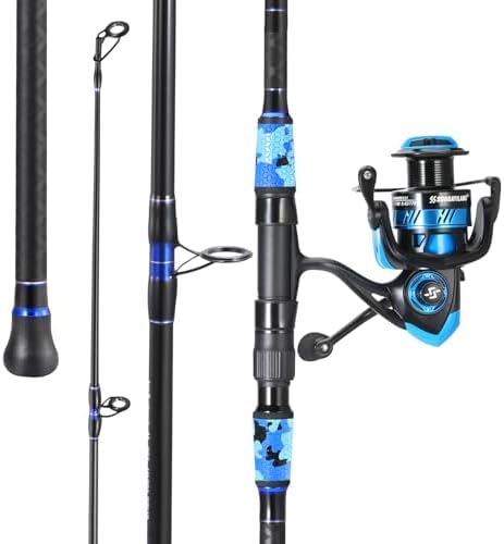 Sougayilang Surf Fishing Rod and Reel Combo, 4 Piece MH/H Saltwater Fishing C...