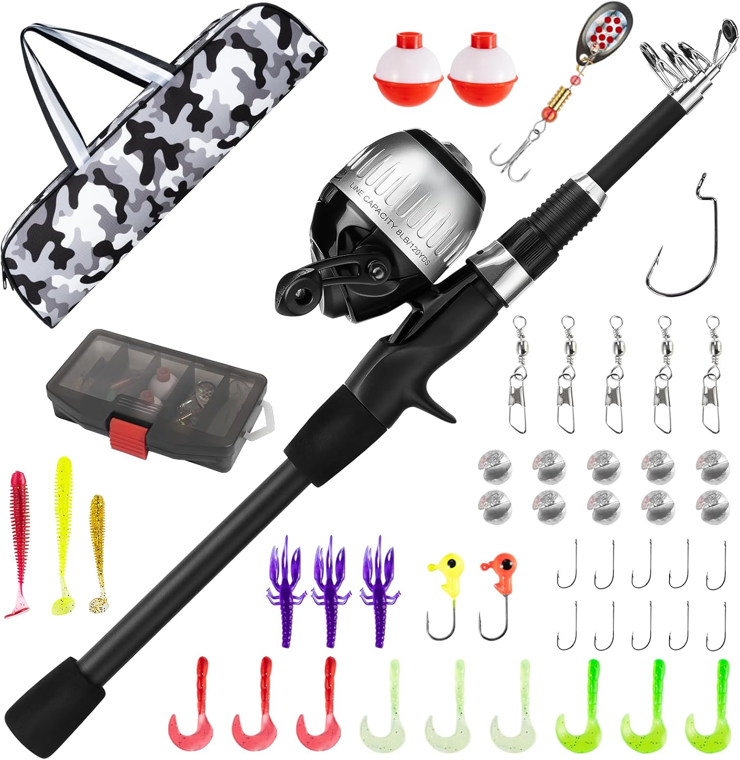 WIDDEN Kids Fishing Pole Set with Full Starter Kits for Youth Boys Girls